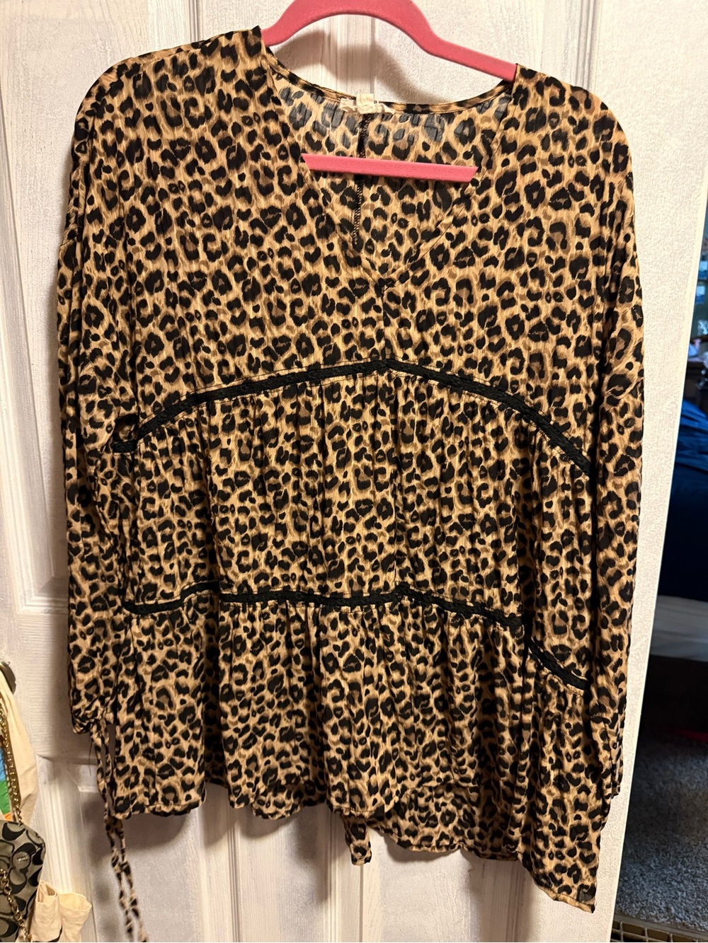 ODDY Leopard Print Blouse - Tan & Black